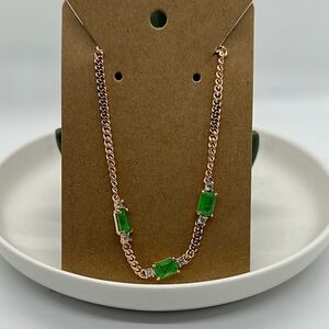Elegant Green and Rose Gold Necklace No Bag No Tag never worn